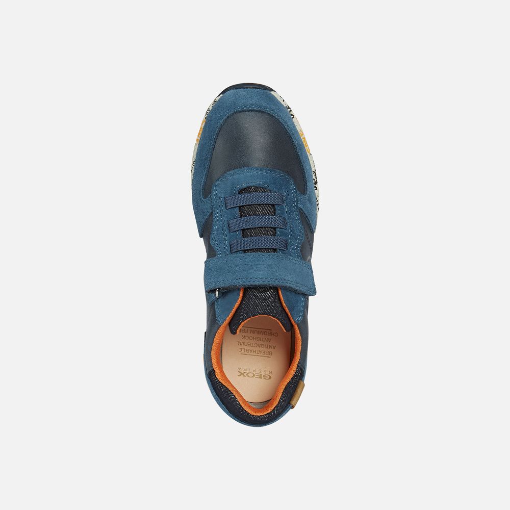 Tenis Geox Menino Azul Marinho/Laranja - Alben - GWBLQ5068